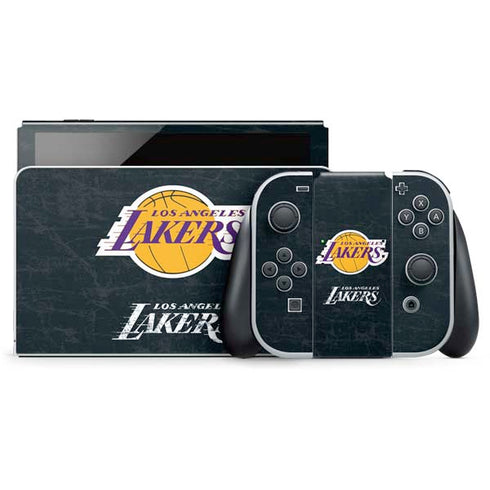 NBA Los Angeles Lakers Black Primary Logo Nintendo Switch OLED (2021) Skin